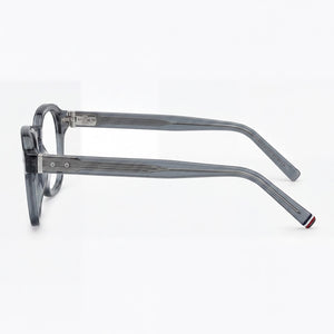 Tommy Hilfiger Th 2033 Round Eyeglasses Men — side view, Gray ECO Acetate temples