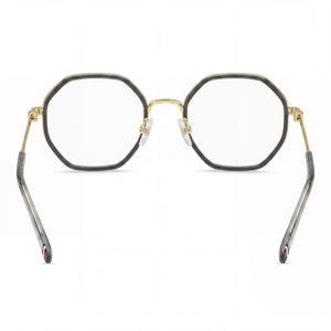 Tommy Hilfiger Th 2056 Geometric Eyeglasses Women — side view, Gold Stainless Steel temples