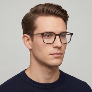 Tommy Hilfiger TH2037 Rectangle Eyeglasses Men — side view, Black Propionate temples