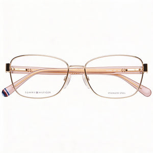 Tommy Hilfiger Rectangle Eyeglasses for Women — front view, Alloy Steel