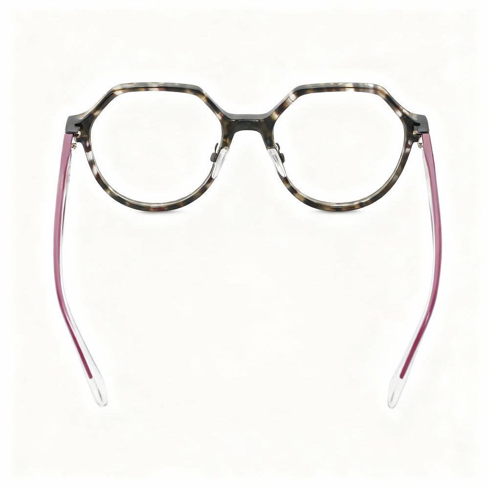 Tous Round Eyeglasses Women — side view, Brown Acetate temples