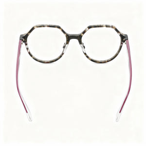 Tous Round Eyeglasses Women — side view, Brown Acetate temples