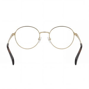 Tous Round Eyeglasses Women — side view, Gold Stainless Steel temples
