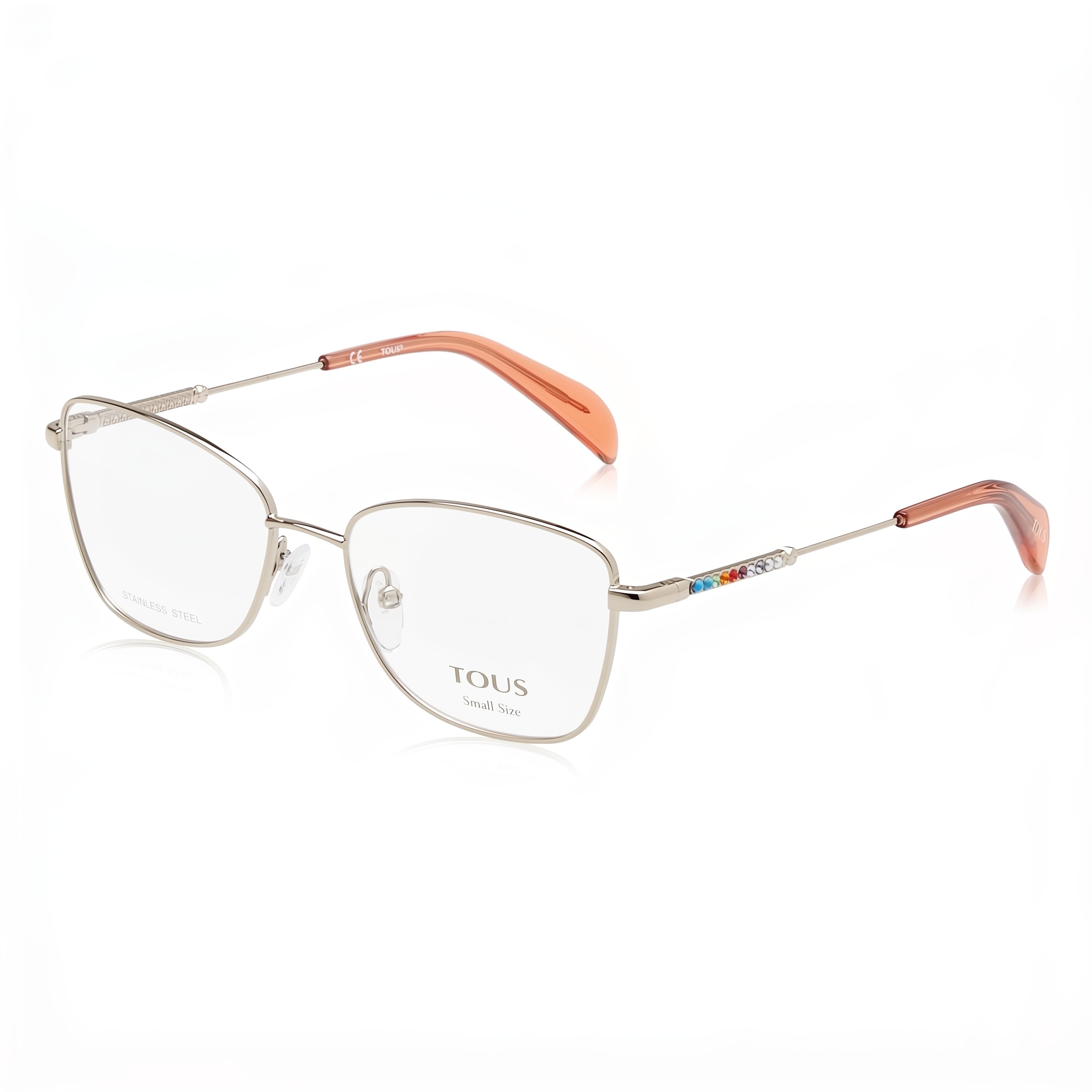 Tous VTO433L Light Gold Rectangle Eyeglasses for Women, Metal 52mm, Photo 1