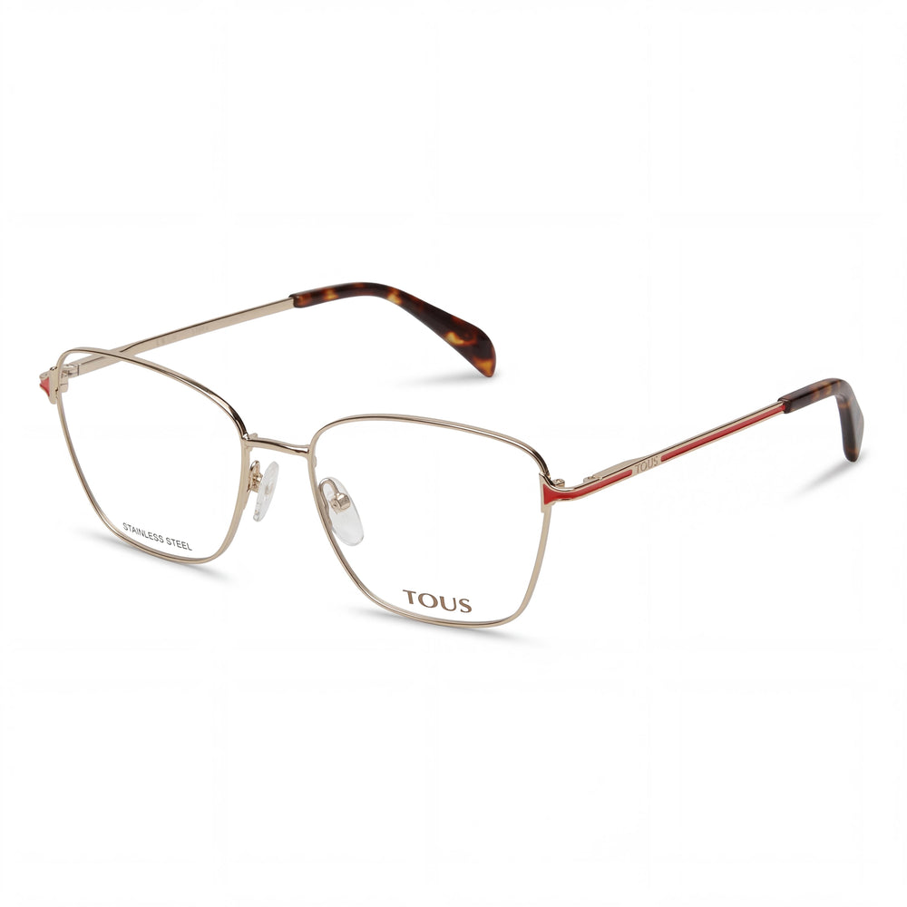 Tous VTO449 Light Gold With Coloured Parts Rectangle Eyeglasses for Women, Metal frame