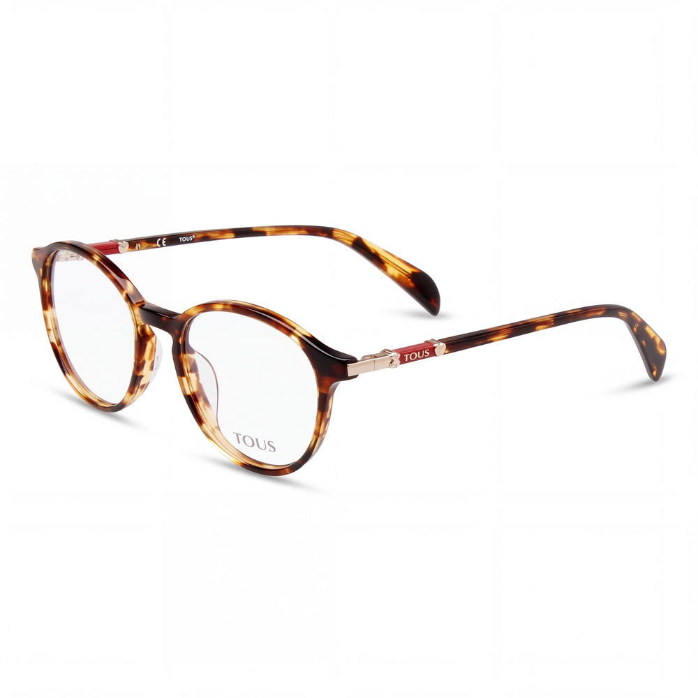 Tous Vtob32 Shiny Havana Round Eyeglasses for Women, Acetate frame