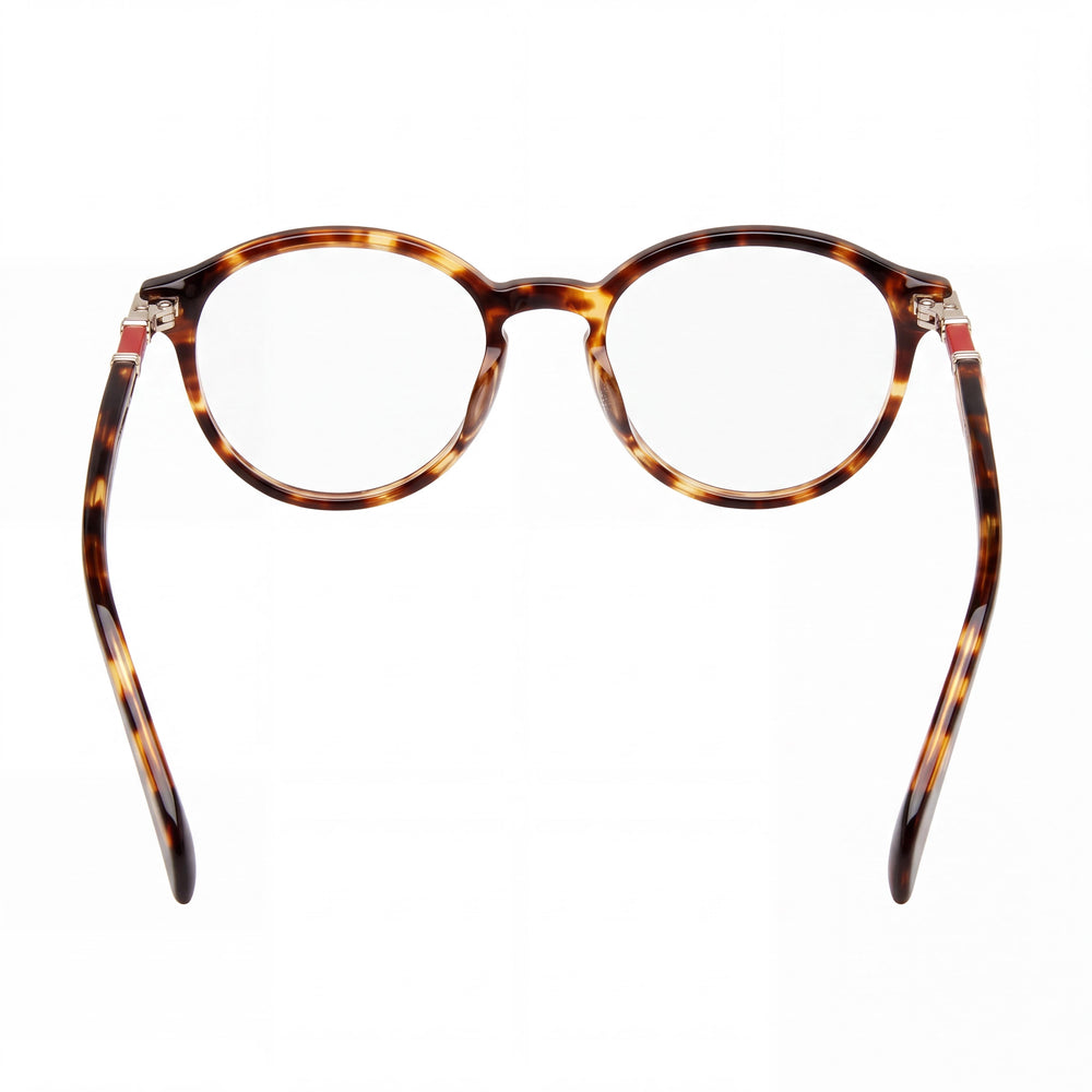 Tous Vtob32 Round Eyeglasses Women — side view, Shiny Havana Acetate temples
