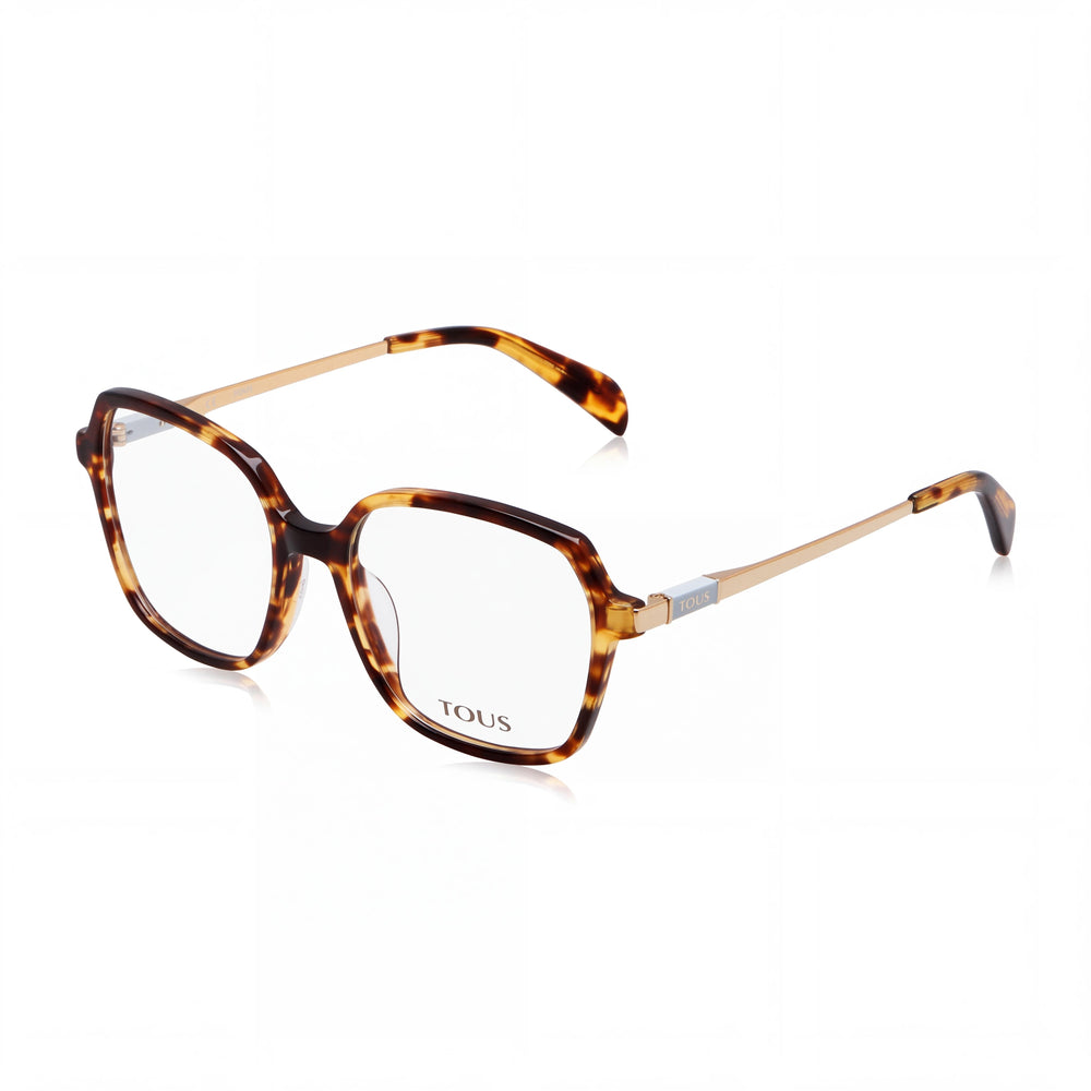 Tous Vtob33 Havana Square Eyeglasses Unisex, Acetate-Metal frame