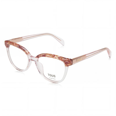 Tous VTOB93V Shiny Transparent Pink Square Eyeglasses for Women, Acetate frame