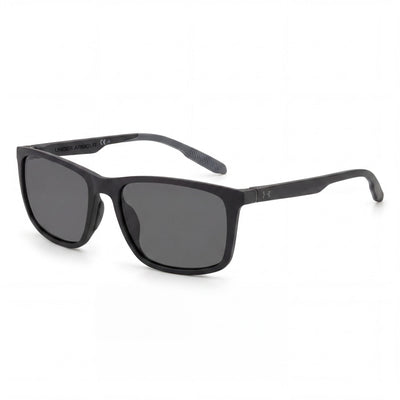 Under Armour 1381153 Black Rectangle Sunglasses Unisex, Grey lens
