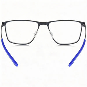 Under Armour Rectangle Eyeglasses Men — side view, Black Alloy Steel temples