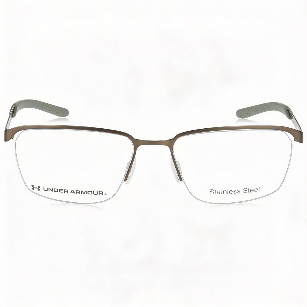 Under Armour Rectangle Eyeglasses for Men — front view, Alloy Steel