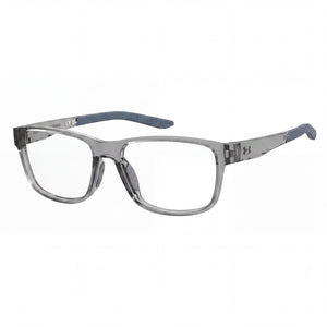 Under Armour Classic Crystal Grey Rectangle Eyeglasses for Men, Polyamide frame