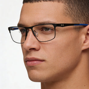Under Armour Matte Black Blue Eyeglasses Men — lifestyle wear, reading and close-up activities