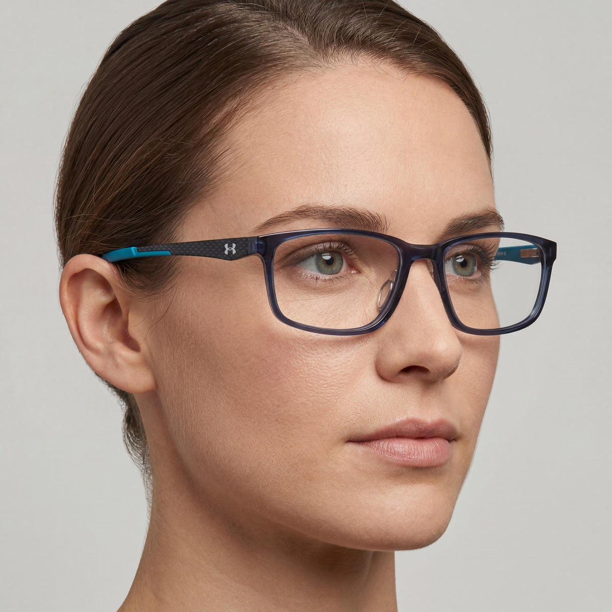 Under Armour Modern Grey Blue Rectangle Eyeglasses for Women, 56mm, Photo 4