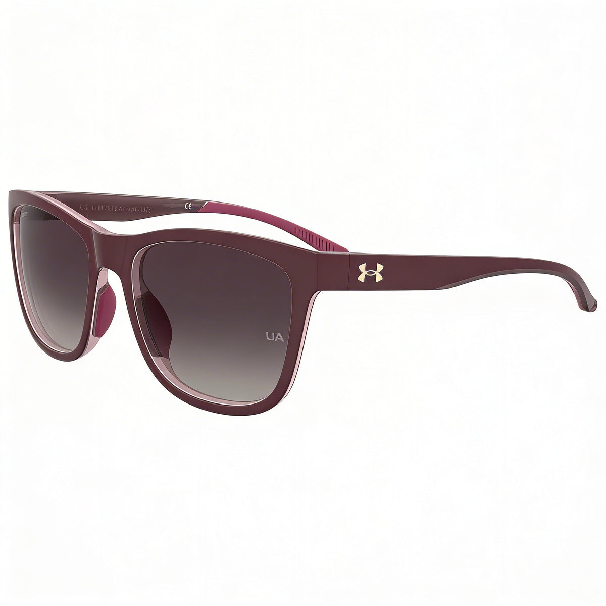 Under Armour Burgundy Pink Rectangle Sunglasses for Women, 55mm, Photo 4