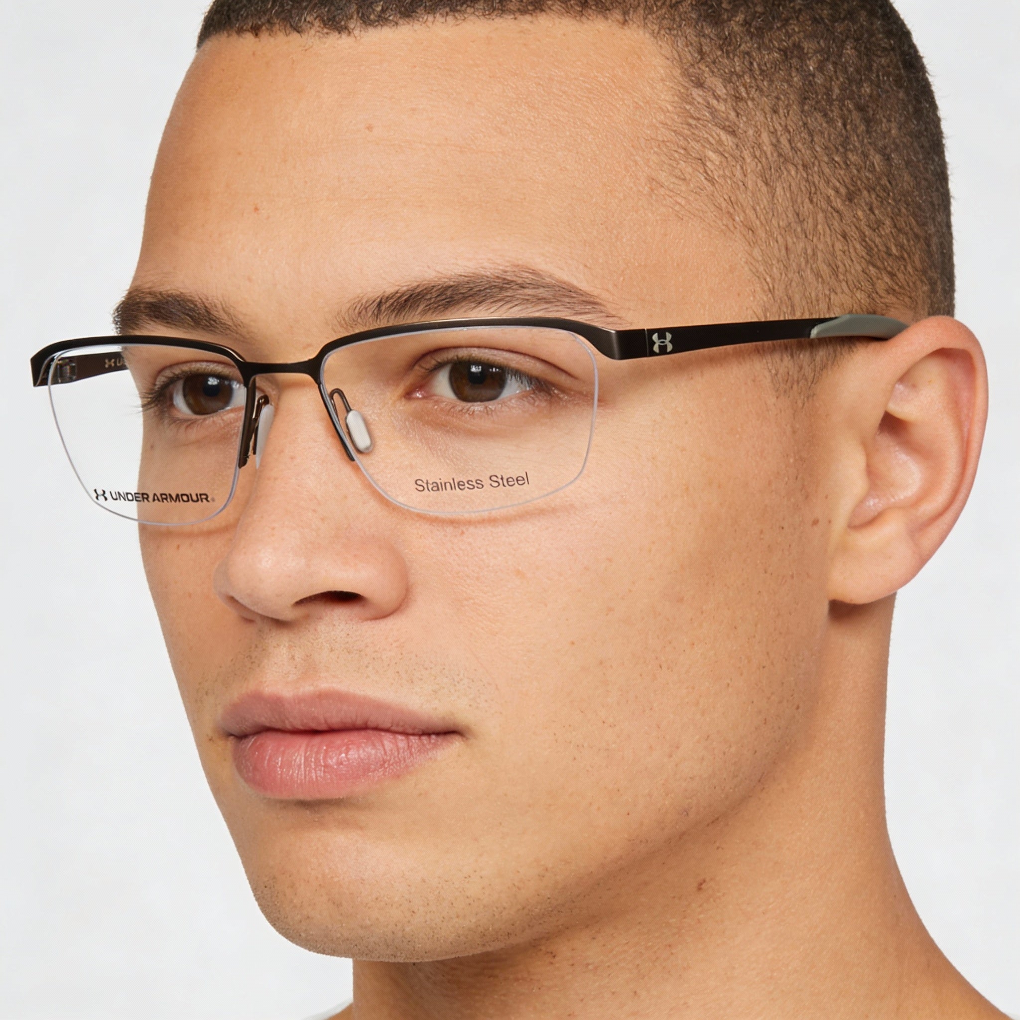 Lentes Rectangulares Gris Marrón Under Armour para Hombre, Aleación de Acero 54mm, Photo 4