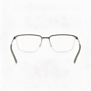 Under Armour Rectangle Eyeglasses Men — side view, Silver Alloy Steel temples