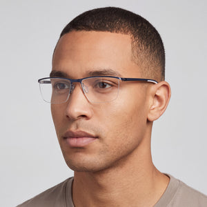Under Armour Ua 5003/g Rectangle Eyeglasses Men — side view, Blue Alloy Steel temples