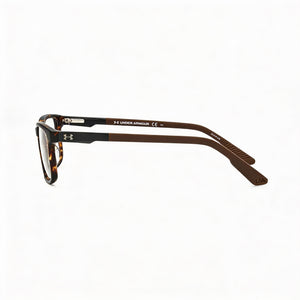Under Armour UA 5009 Rectangle Eyeglasses Men — side view, Havana Plastic temples