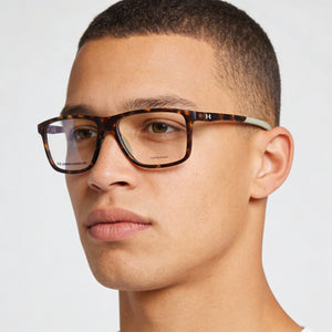 Under Armour UA 5022 Rectangle Eyeglasses Men — side view, Havana Propionate temples