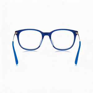 Under Armour UA 5026 Square Eyeglasses Unisex — side view, Blue Acetate temples