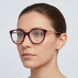 Under Armour UA 5028 Rectangle Eyeglasses Women — side view, Red Acetate temples