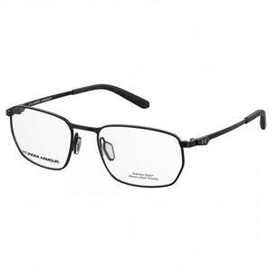 Under Armour UA 5046/G Black Rectangle Eyeglasses for Men, Stainless Steel frame