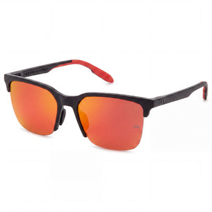 Under Armour Ua Phenom Black Square Sunglasses for Men, Red Multilayer Mirrored lens