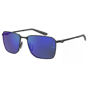 Under Armour Ua Scepter 2/G Black Rectangle Sunglasses Unisex, Blue Multilayer Mirror lens