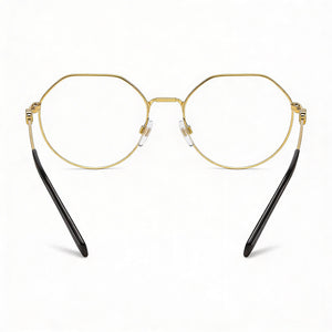 Valentino VA1021 Round Eyeglasses Women — side view, Gold composite temples