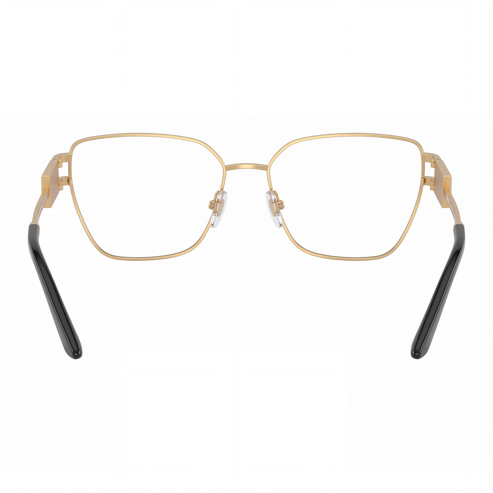 Versace 0VE1301100255 Rectangle Eyeglasses Women — side view, Gold Metal temples