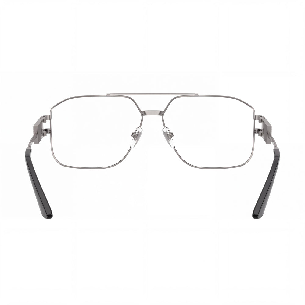Versace 0VE1302 Aviator Eyeglasses Unisex — side view, Silver Stainless Steel temples