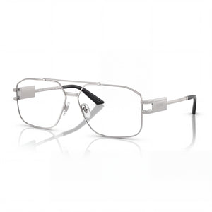 Versace 0VE1302 Silver Rectangle Eyeglasses Unisex, Stainless Steel frame