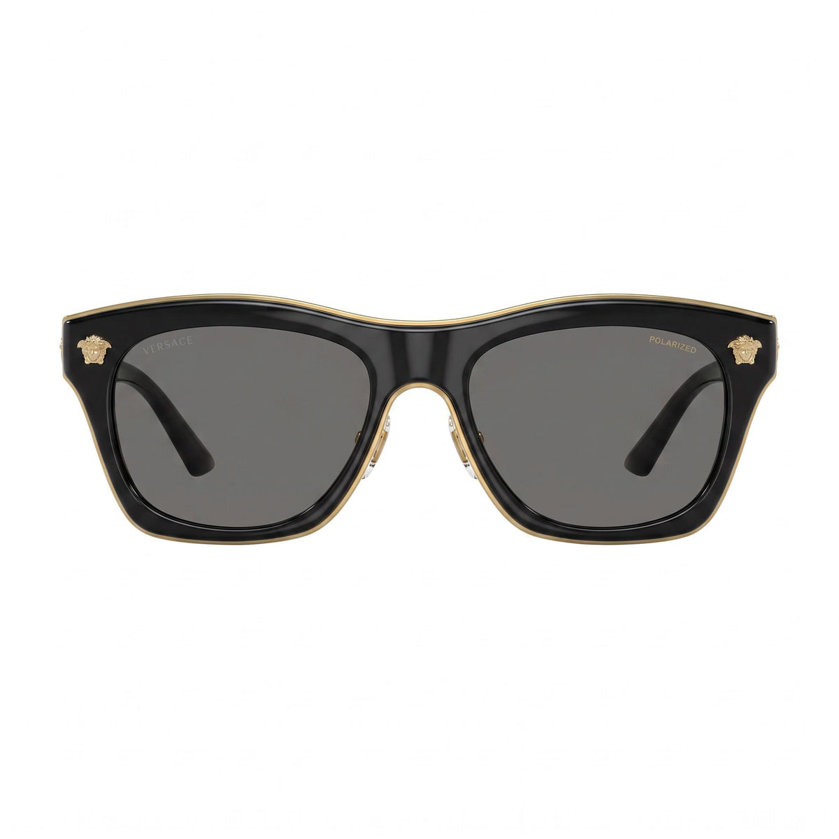 Gafas de sol unisex Versace Classic, montura de plástico en negro gris oscuro, lentes gris oscuro, 53 mm de ancho de lente, Photo 2