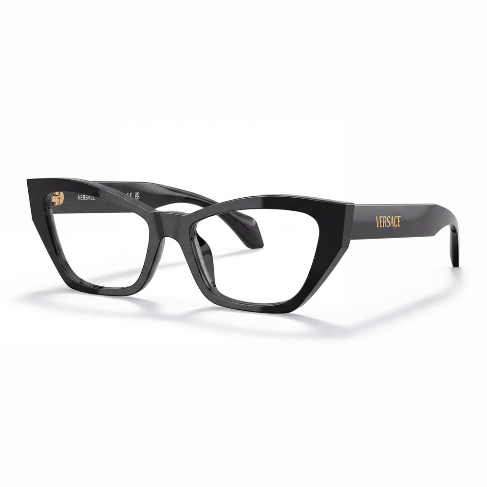 Versace 0VE3373U Black Cat Eye Eyeglasses for Women, Acetate frame
