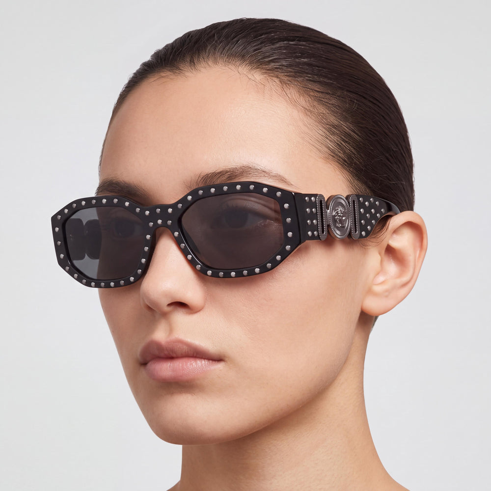 Versace 0ve4361 Rectangle Sunglasses Unisex — side view, Non-Polarized Grey lens