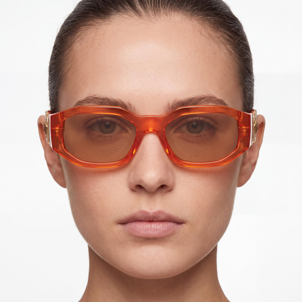 Versace 0VE4361 Rectangle Sunglasses Unisex — side view, Non-Polarized Light Brown lens
