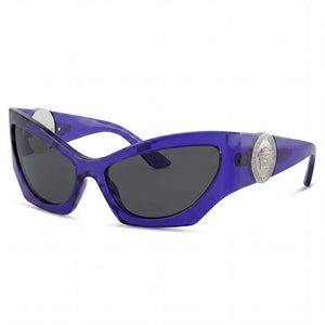 Versace 0VE4450 Blue Cat Eye Sunglasses for Women, Transparent Violet lens