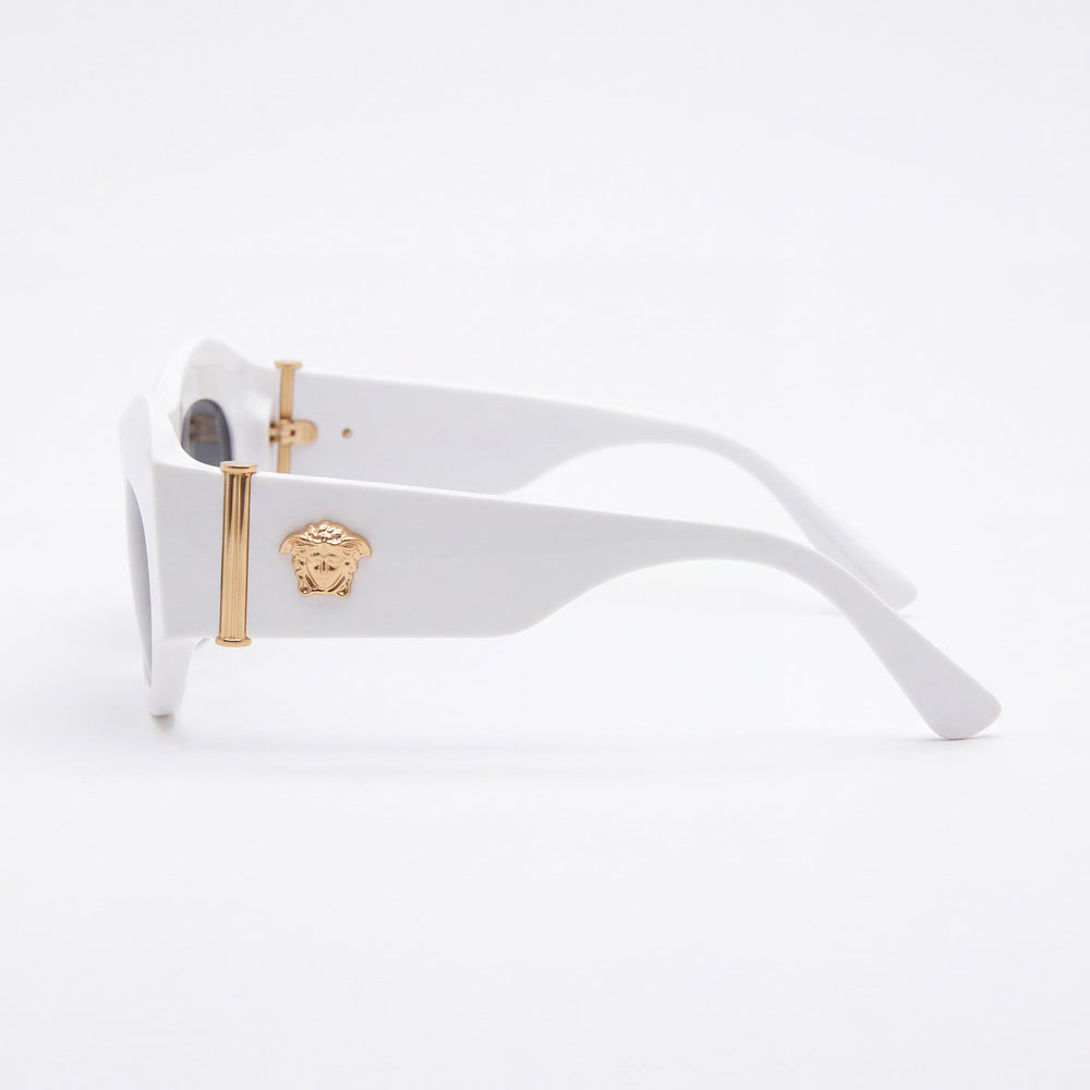 Versace 0VE4477U Oval Sunglasses Women — side view, Clear Polycarbonate lens