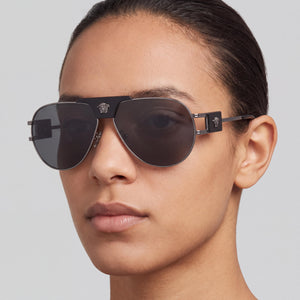 Versace 100187 Aviator Sunglasses Unisex — interior view, Non-Polarized lens detail
