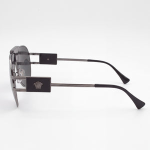 Versace 100187 Aviator Sunglasses Unisex — side view, Non-Polarized Dark Grey lens
