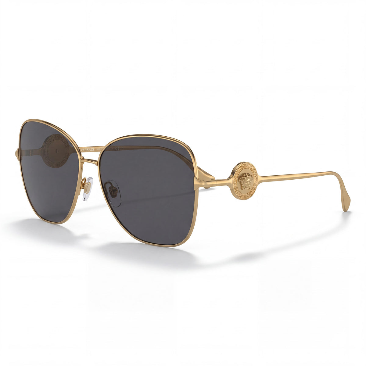 Gafas de sol Versace 100287 para mujer con montura mariposa de metal dorado y lentes gris oscuro con protección UV de 60 mm, Photo 1