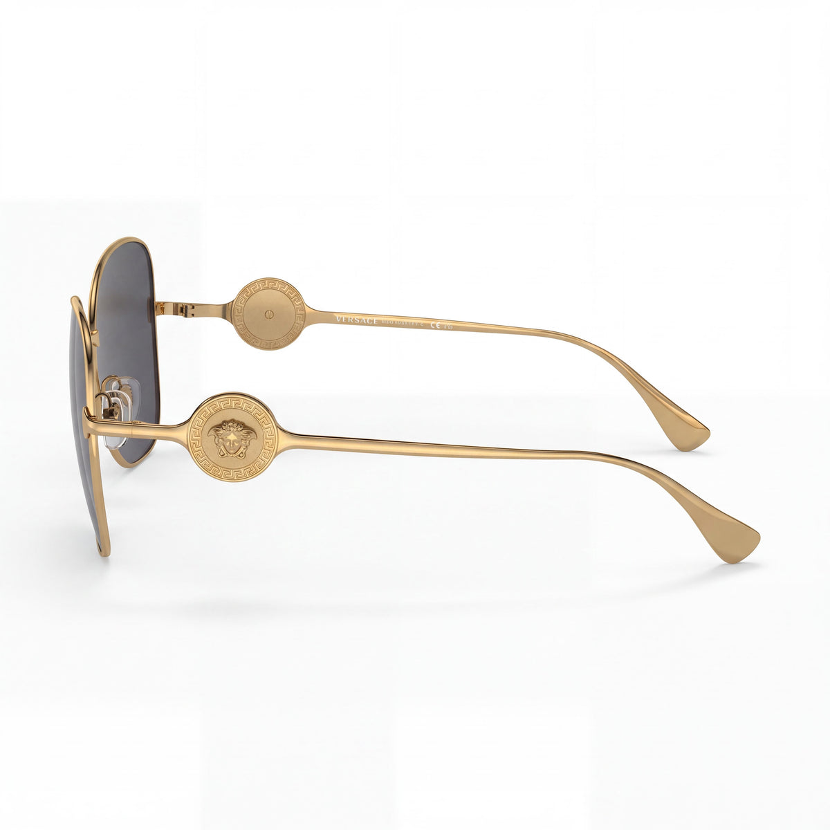 Gafas de sol Versace 100287 para mujer con montura mariposa de metal dorado y lentes gris oscuro con protección UV de 60 mm, Photo 3