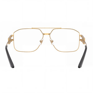 Versace 1302 Aviator Eyeglasses Unisex — side view, Gold Stainless Steel temples