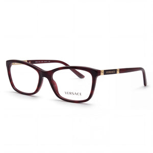 Versace 3186 5184 Havana Bordeaux Rectangle Eyeglasses for Women, Plastic frame
