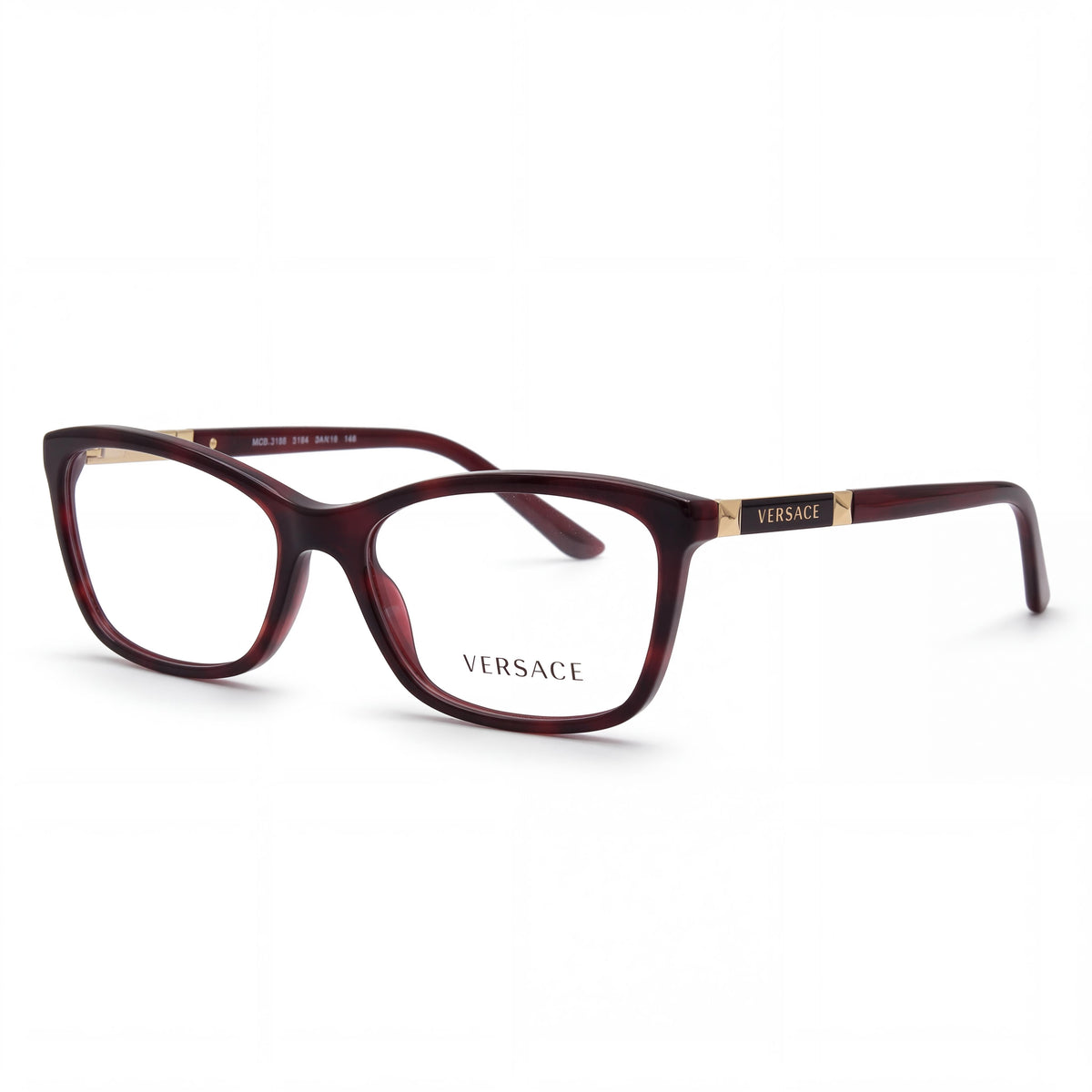 Versace 3186 5184 Havana Bordeaux Rectangle Eyeglasses for Women, 54mm, Photo 1