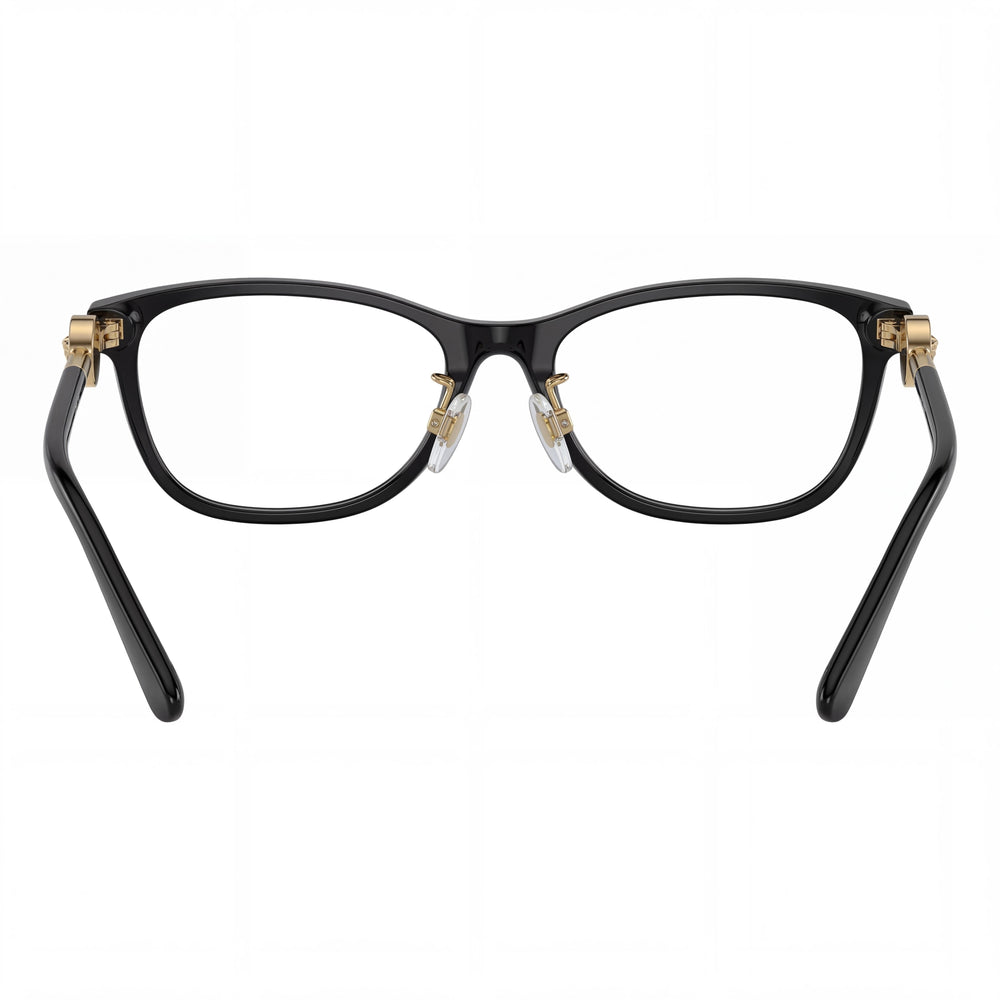 Versace Rectangle Eyeglasses Women — side view, Black Plastic temples