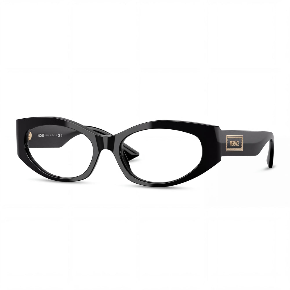 Versace Classic Black Oval Eyeglasses for Women, Acetate frame