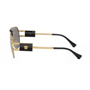 Versace Contemporary Aviator Sunglasses Unisex — side view, Non-Polarized Light Grey Mirror Silver lens